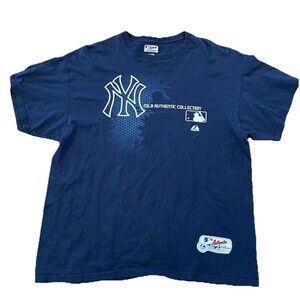 NY Yankees Majestic Shirt Men's Size XL MLB Baseball Tee Blue